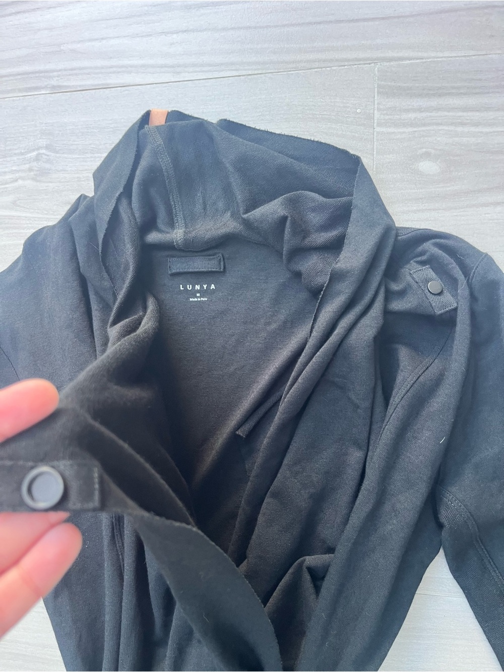 Lunya The Robe Dress Wrap In Black Pima Cotton Size Medium Loungewear Pockets - Picture 5 of 12